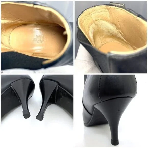 Hermes Bootie Black Sac A Depeches 22.0 cm Leather